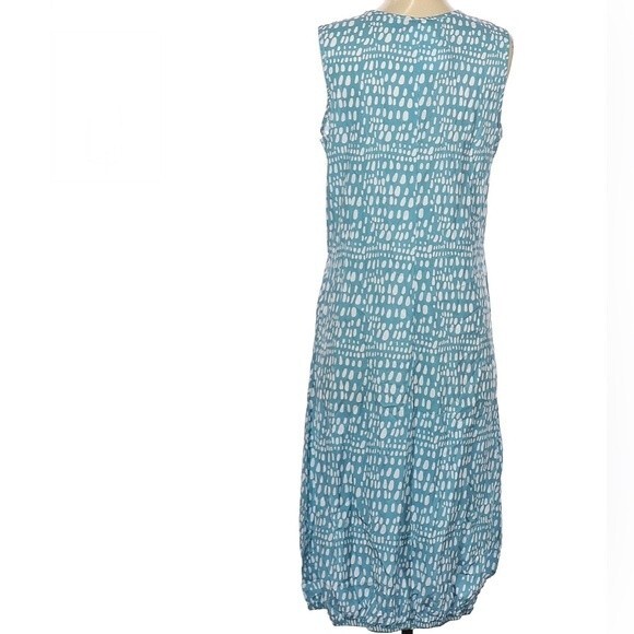 Blue and white sleeveless midi dress with pockets size small - Picture 2 of 6